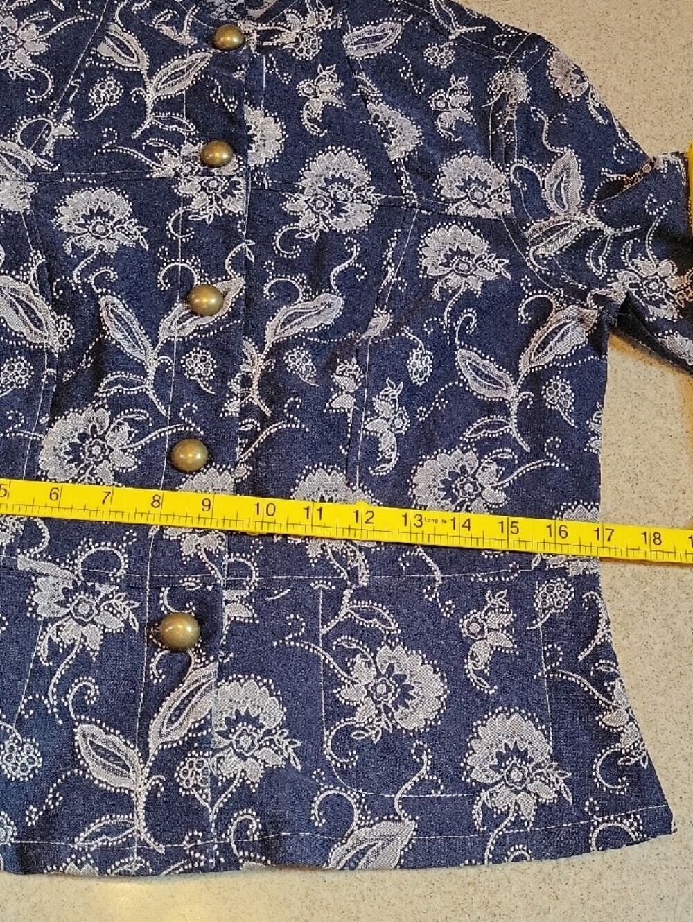 Bamboo Trader Jacquard Floral Embroidered Jacket Size Large Stretch - Picture 13 of 15